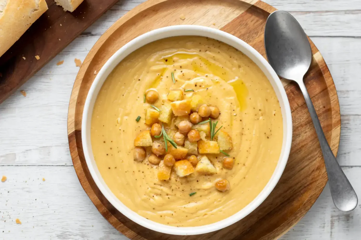 Soupe crémeuse aux pois chiches au Thermomix : le velouté réconfortant prêt en quelques minutes Soupe pois chiches au Thermomix