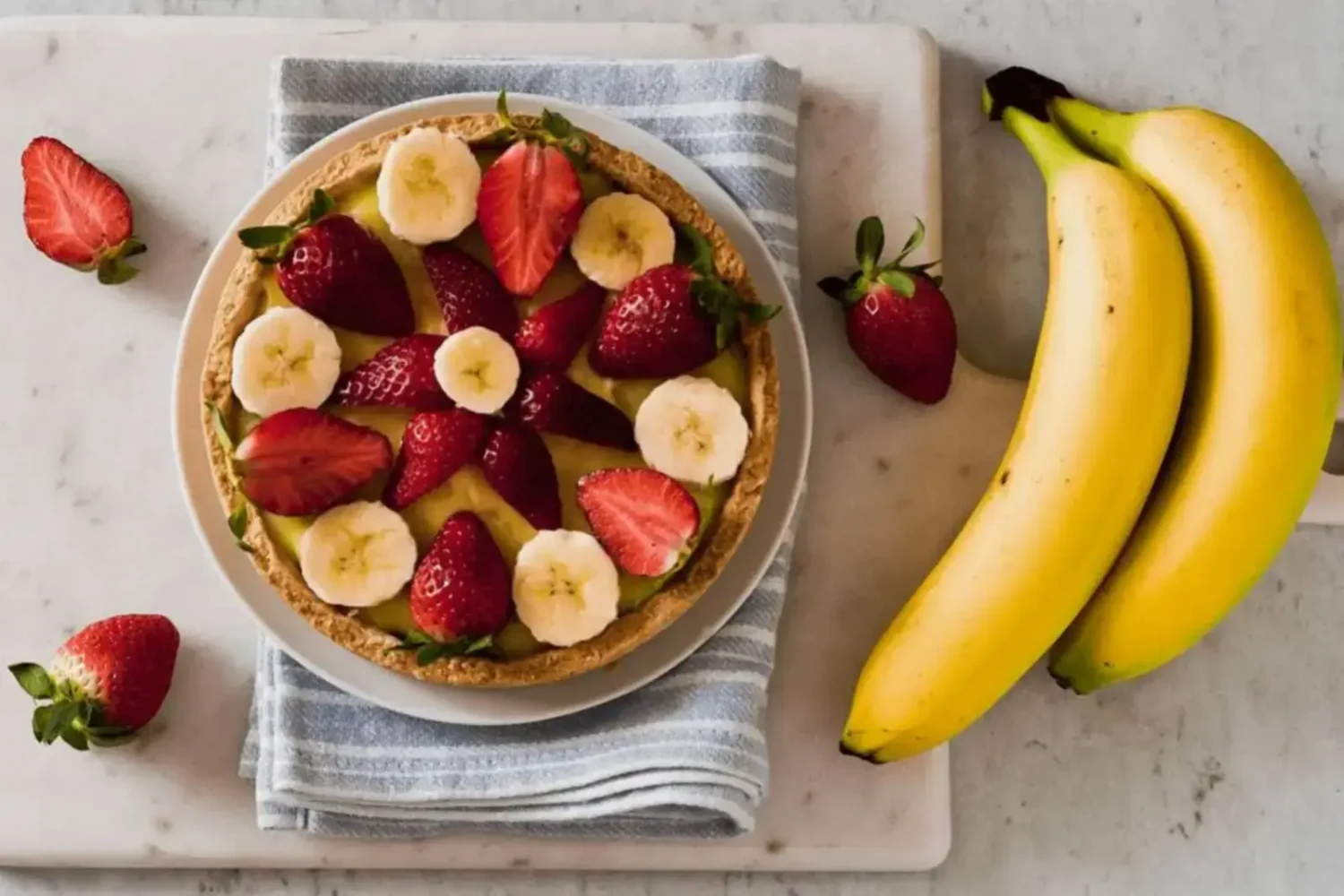Tarte fraises-bananes sans lactose : cette recette crémeuse est bien plus facile qu’elle n’en a l’air Tarte aux fraises et bananes sans lactose