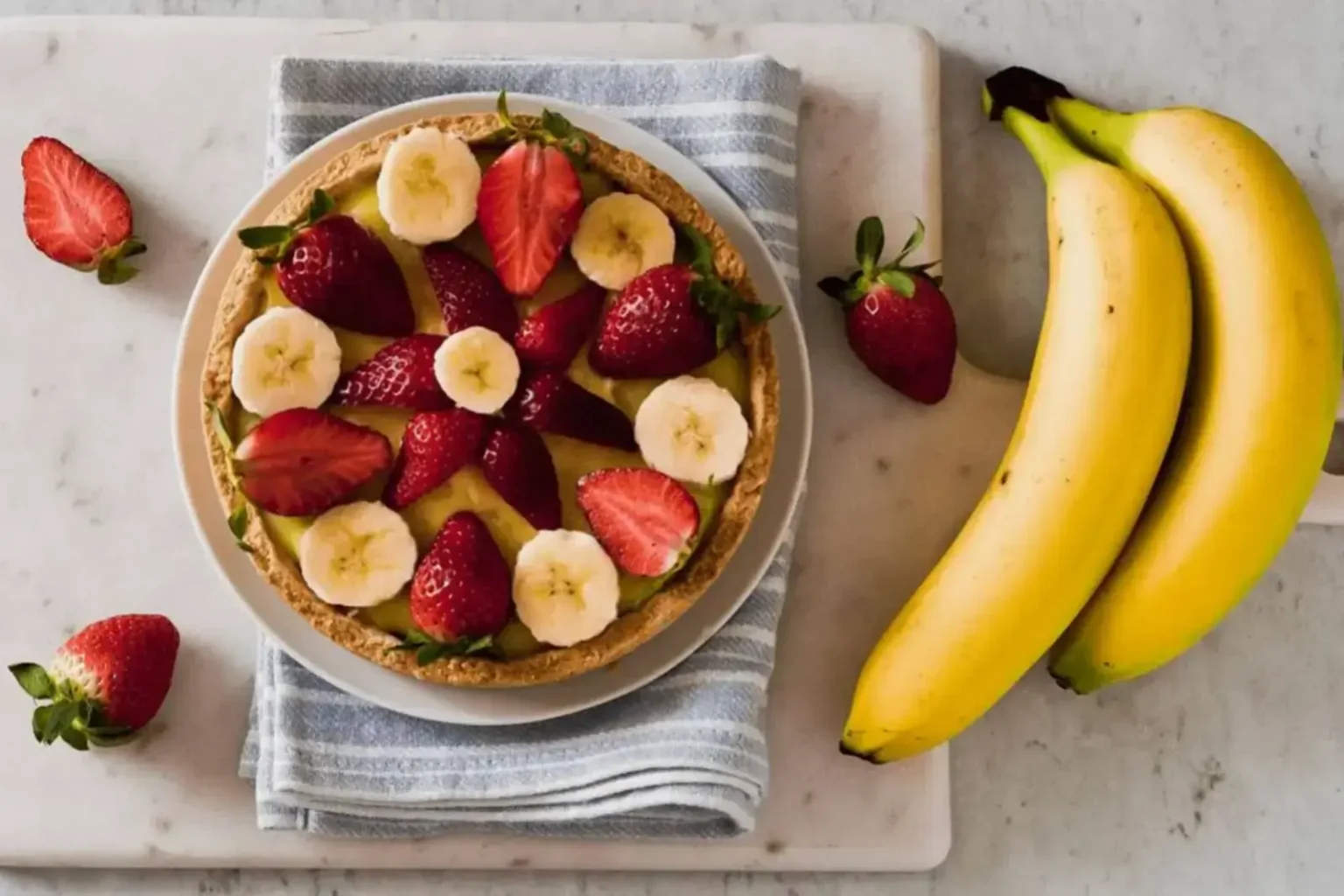 Tarte fraises-bananes sans lactose : cette recette crémeuse est bien plus facile qu’elle n’en a l’air Tarte aux fraises et bananes sans lactose