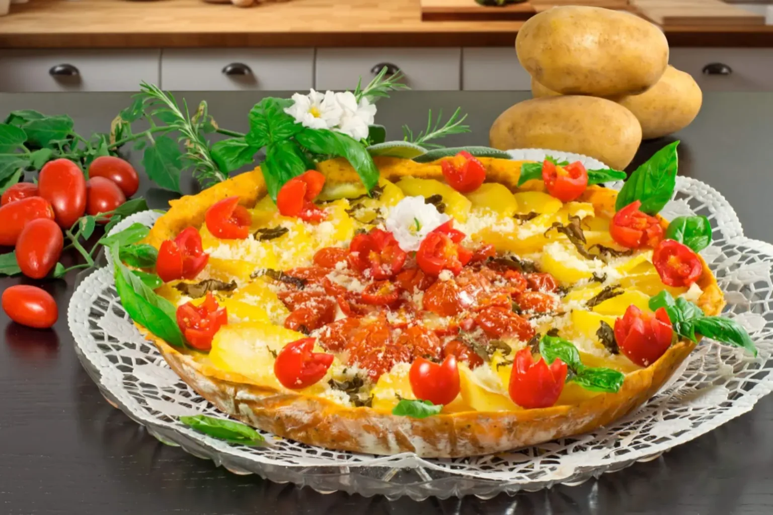 Tarte salée aux tomates et pommes de terre
