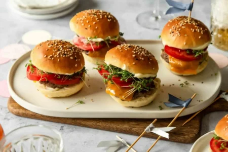 Mini burgers apéritifs au bœuf : l’astuce pour les garder ultra juteux Mini burgers apéritifs au bœuf