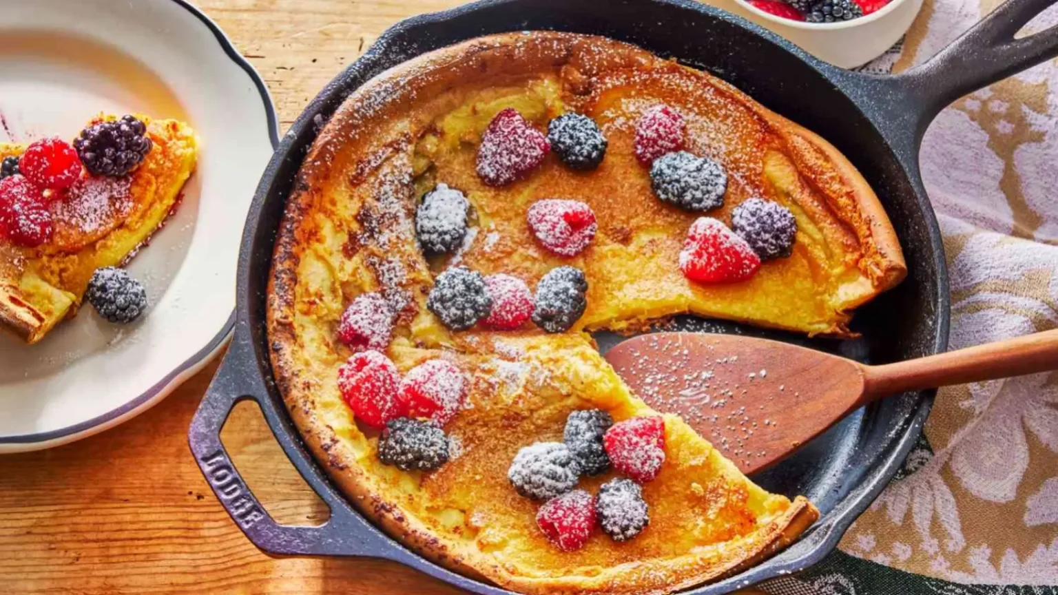 Dutch Baby aux framboises et mûres : la crêpe géante qui gonfle au four Dutch Baby aux framboises