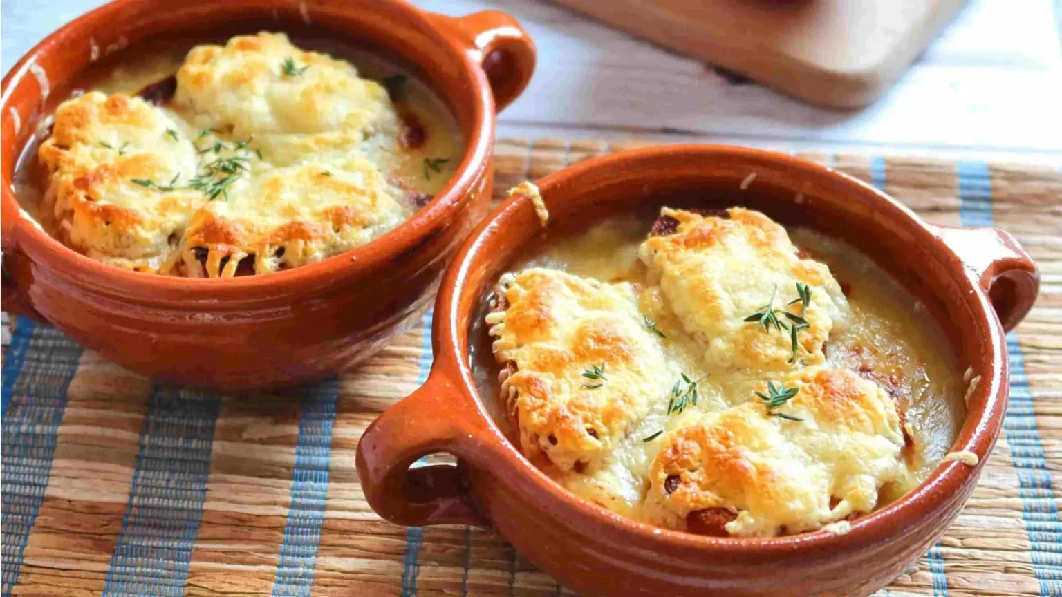 Soupe à l’oignon gratinée : l’astuce pour une croûte de fromage parfaite Soupe à l’oignon gratinée