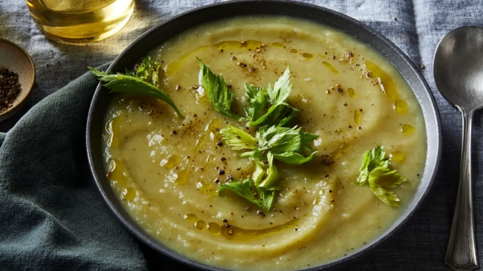 Soupe céleri-pommes de terre : la crème veloutée qui répare les lundis ratés Soupe céleri-pommes de terre