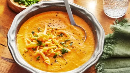 Soupe de tomates rôties au fromage