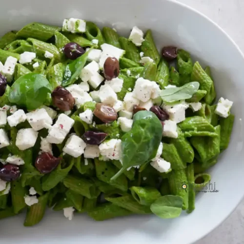 Salade de pâtes au pesto d’épinards